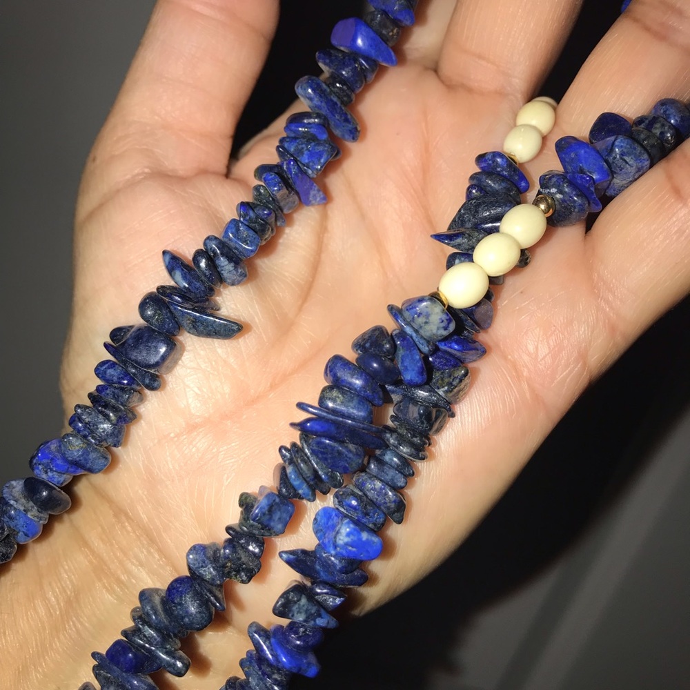 Blue Lapiz Coral Stone Necklace